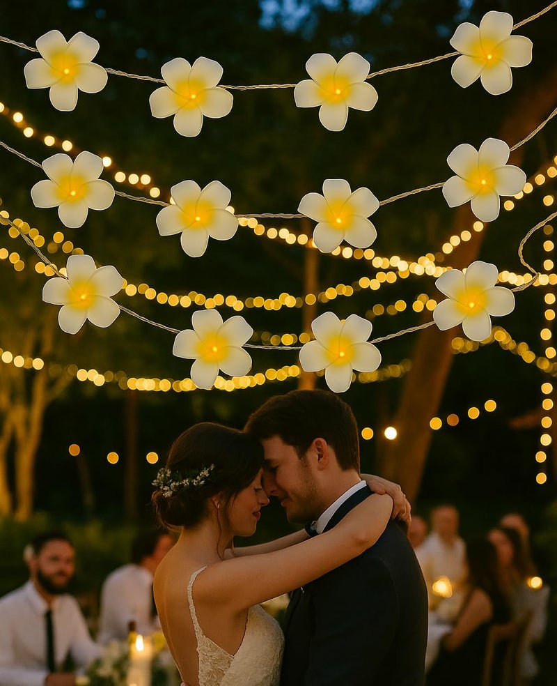 AceList Frangipani 20 LED String Light Hawaiian Foam Artificial Plumeria Flower Battery Powered Fairy Starry Lights for Wedding Beach Party(Warm White) - Image 4