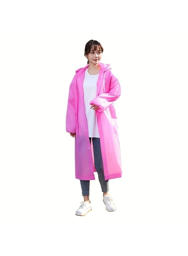 Pink Reusable EVA Raincoat For Adults Lengthened Thickened One Piece Outdoor Travel - Image 1