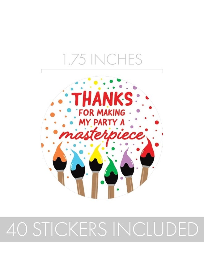 DISTINCTIVS Art Birthday Party Thank You Labels - Paint and Party - 1.75 in. - 40 Stickers - Image 1