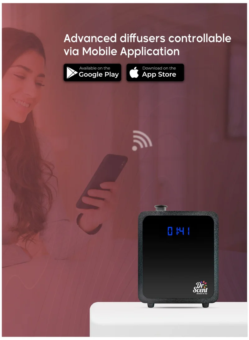 Dr Scent Essential Oil Diffuser Machine Medium (Black) - Supporting Mobile App