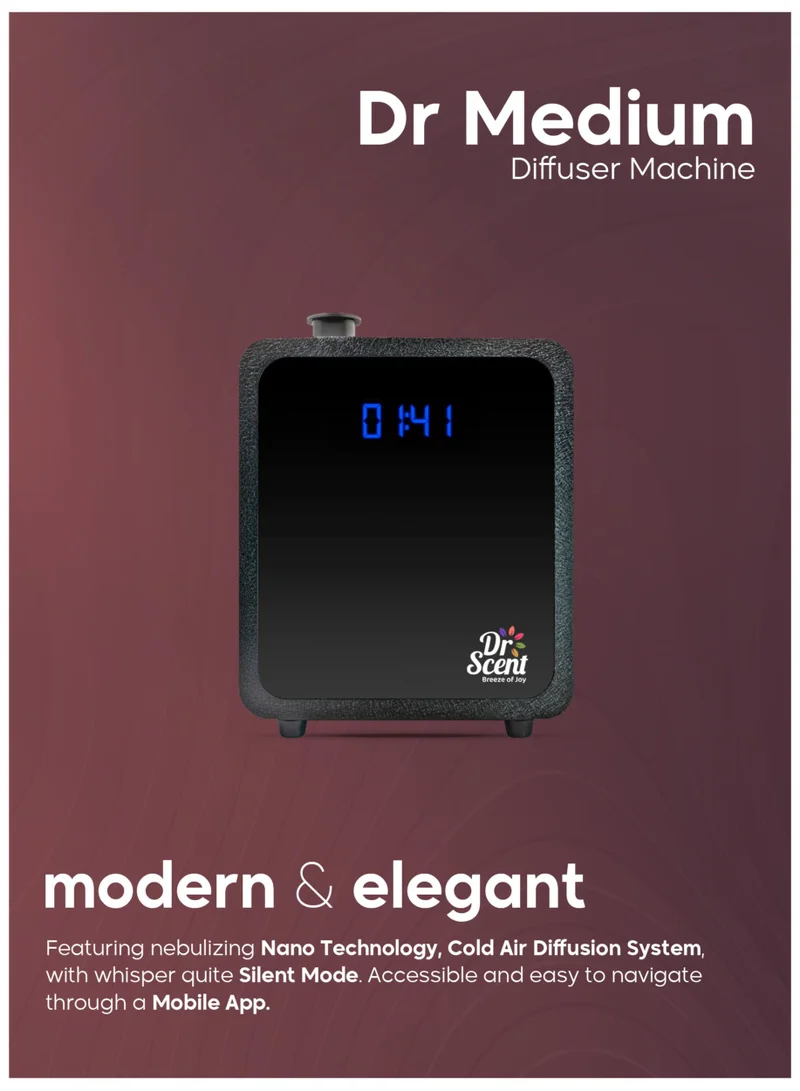 Dr Scent Essential Oil Diffuser Machine Medium (Black) - Supporting Mobile App