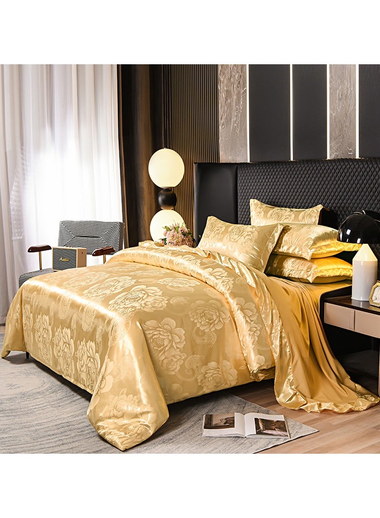 Luxury European style villa high-precision bed set of 6 pieces gold 