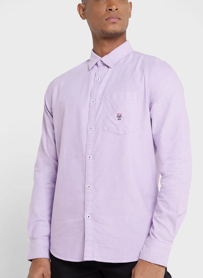 Thomas Scott Thomas Scott Men Purple Relaxed Cotton Casual Sustainable Shirt
