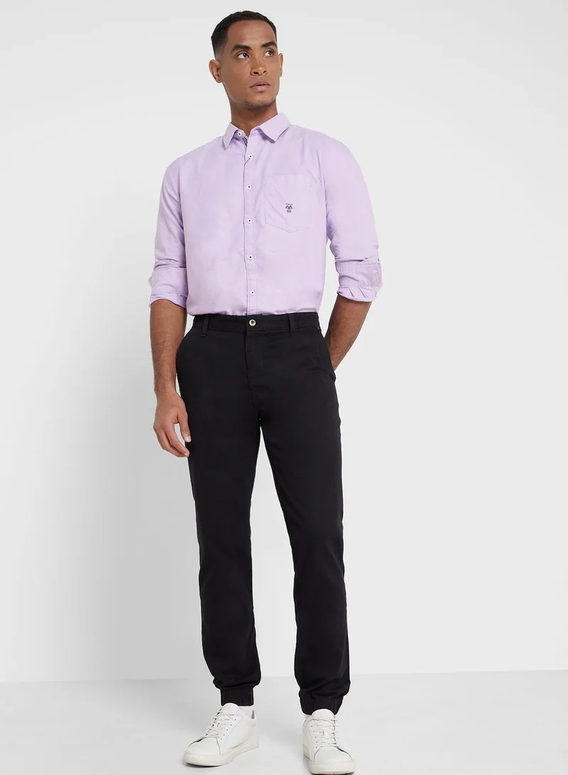 Thomas Scott Thomas Scott Men Purple Relaxed Cotton Casual Sustainable Shirt