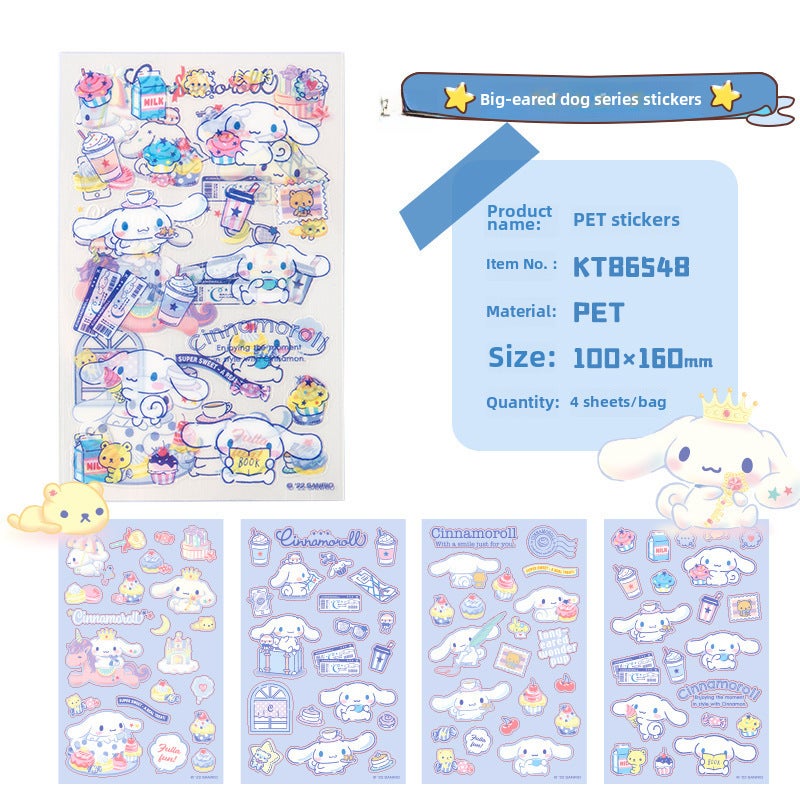 Generic Sanrio Kuromi Transparent PET Stickers 98363-big eared dog (KT86548)