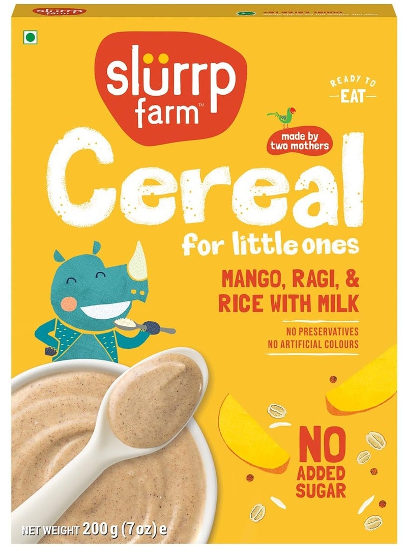 Slurrp Farm Slurrp Farm Mildly Sweetened with Date Powder  No Added Sugar Instant Cereal  Ragi  Rice and Mango with Milk No Preservatives No Salt  Made with Multigrain Millets 200g  - Image 1