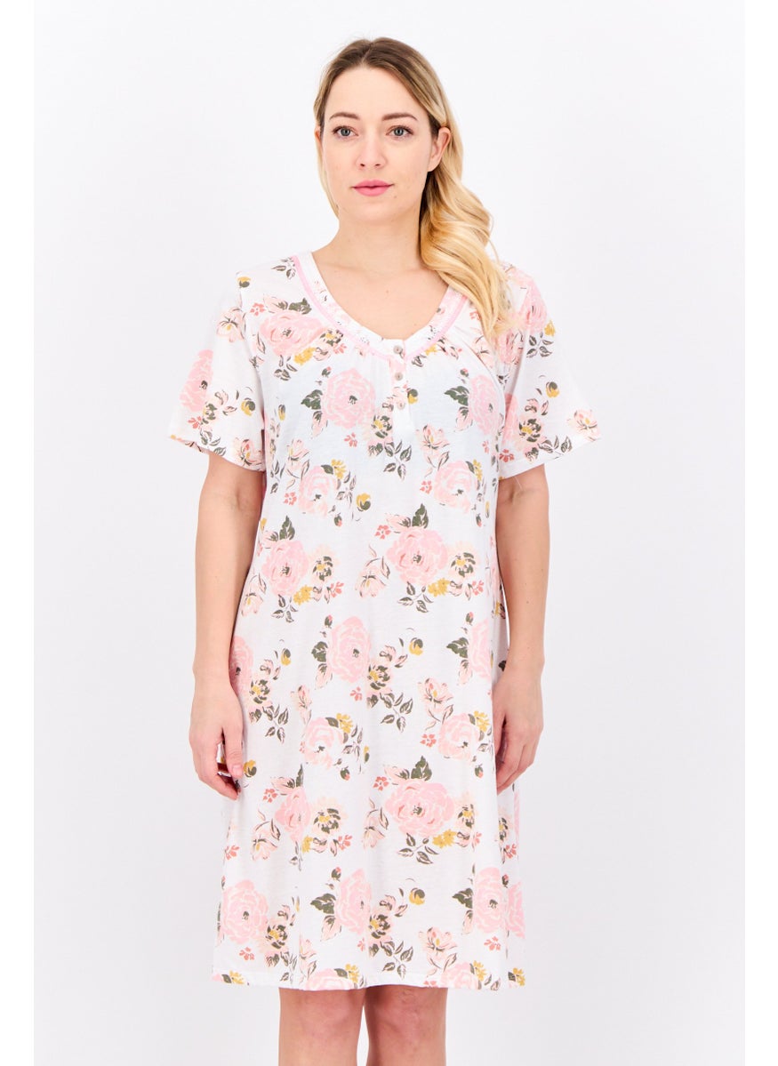 Women Floral Print Night Dress, Pink - pzsku/Z0E708A997D7221683E4EZ/45/_/1739196843/cb1f79d0-2f74-42ee-ab99-b972c4552eaa