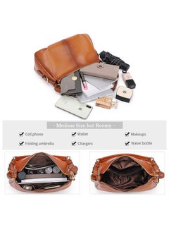 Kattee Soft Leather Hobo Handbags For Women, Genuine Top Handle Vintage Shoulder Purses (Brown)  - Image 4