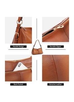 Kattee Soft Leather Hobo Handbags For Women, Genuine Top Handle Vintage Shoulder Purses (Brown)  - Image 5