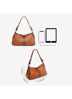 Kattee Soft Leather Hobo Handbags For Women, Genuine Top Handle Vintage Shoulder Purses (Brown)  - Image 3