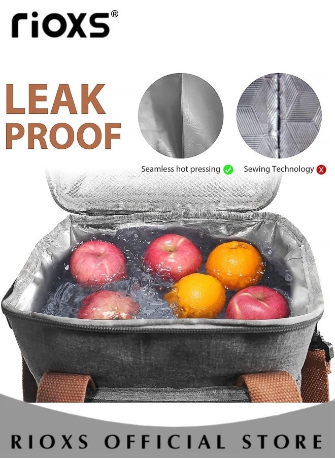 RIOXS - Insulated Lunch Bag with Adjustable Shoulder Strap, Leakproof Cooler Tote Bag with Double Layers and Multi-pockets, Reusable Lunch Box for Office, Picnic, Hiking and Beach - Image 1