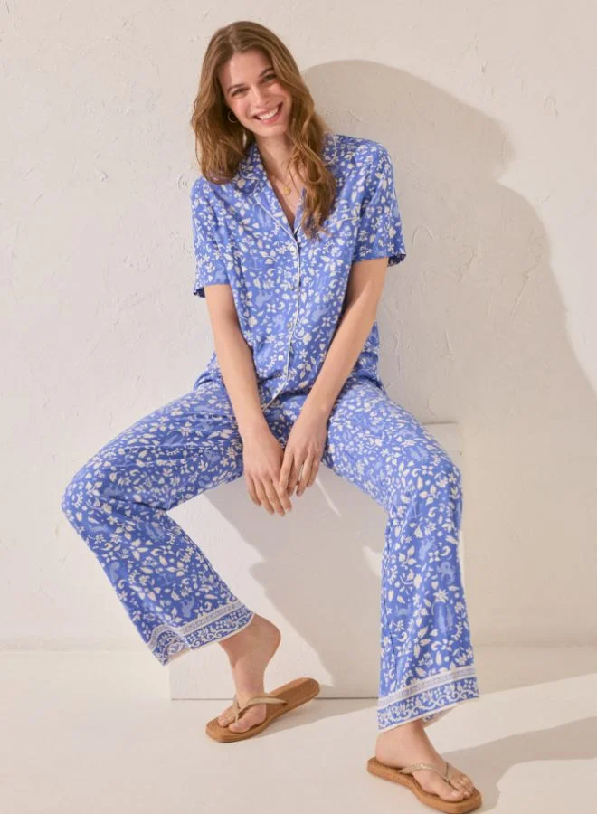 women'secret Blue print viscose classic pyjamas