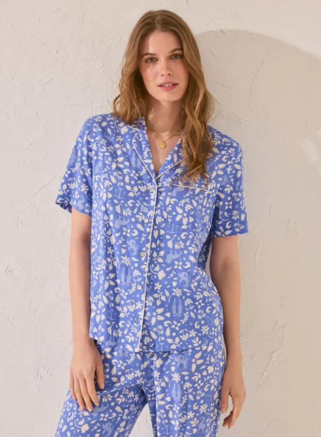 women'secret Blue print viscose classic pyjamas