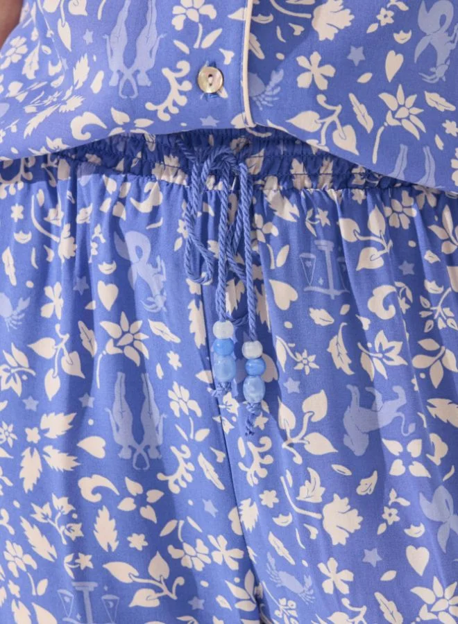 women'secret Blue print viscose classic pyjamas
