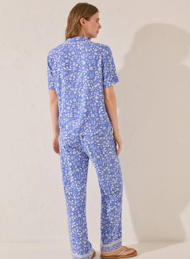 women'secret Blue print viscose classic pyjamas