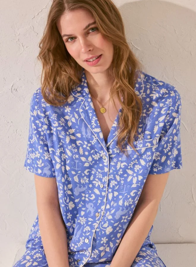 women'secret Blue print viscose classic pyjamas