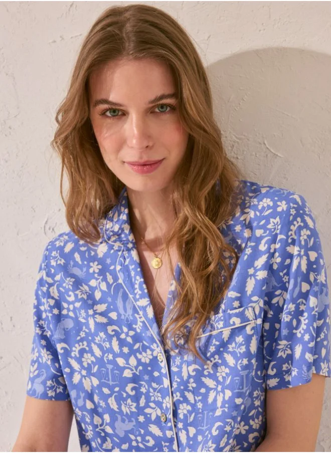 women'secret Blue print viscose classic pyjamas