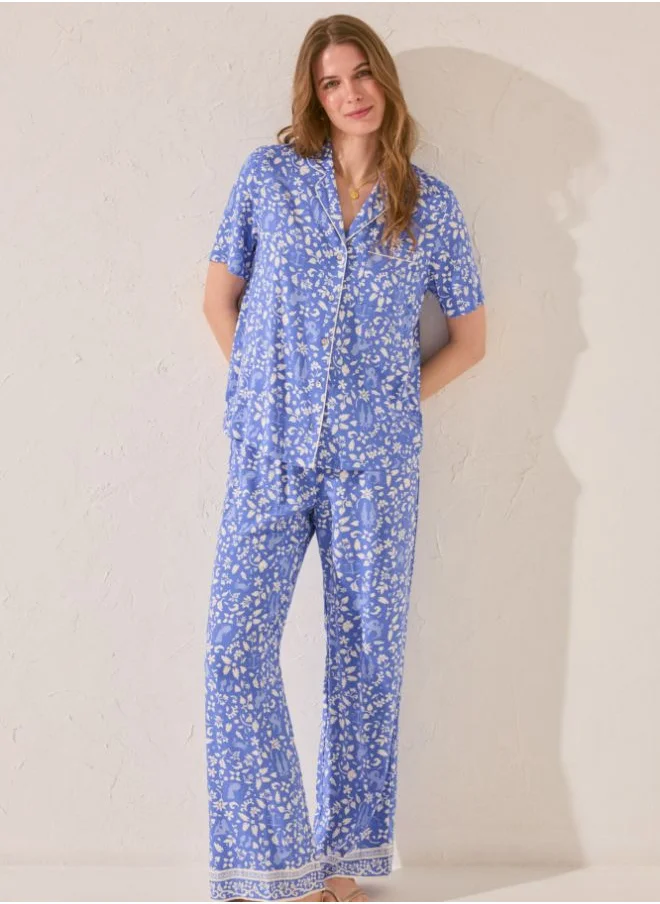 women'secret Blue print viscose classic pyjamas