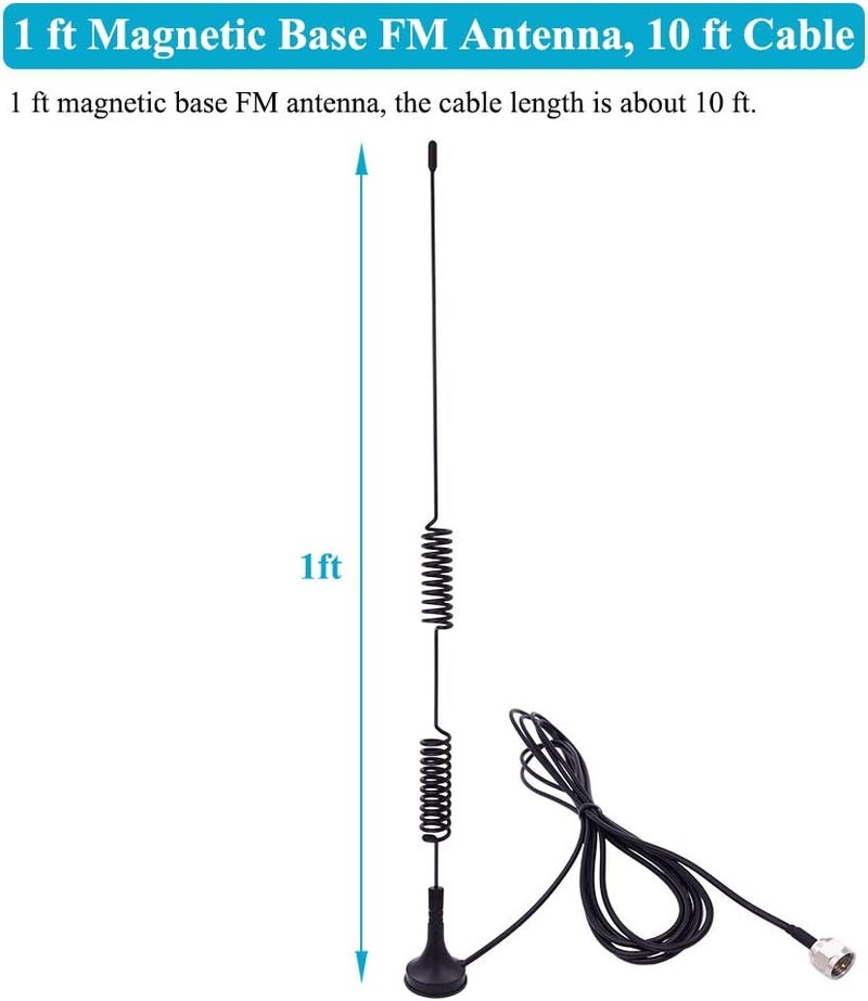 Fancasee Universal FM Antenna Magnetic Base 75 Ohm Screw F Male Plug with PAL BNC 3.5mm & 75 to 300 Ohm Connector Adapter Coax Coaxial Cable FM Radio Antenna for Home AV Stereo Receiver Indoor Outdoor Fine polished finish - Image 4
