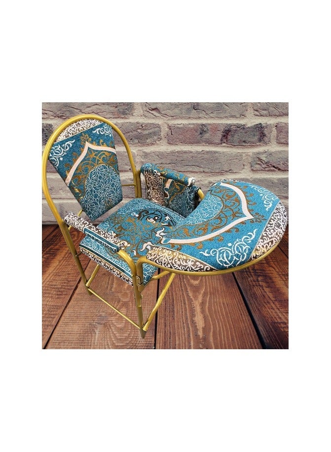 REBENUO A prayer chair suitable for the elderly Comfortable to sit and recite the Holy Quran for long periods Foldable lightweight and easy to carry Suitable size and elegant shape Blue color - Image 2