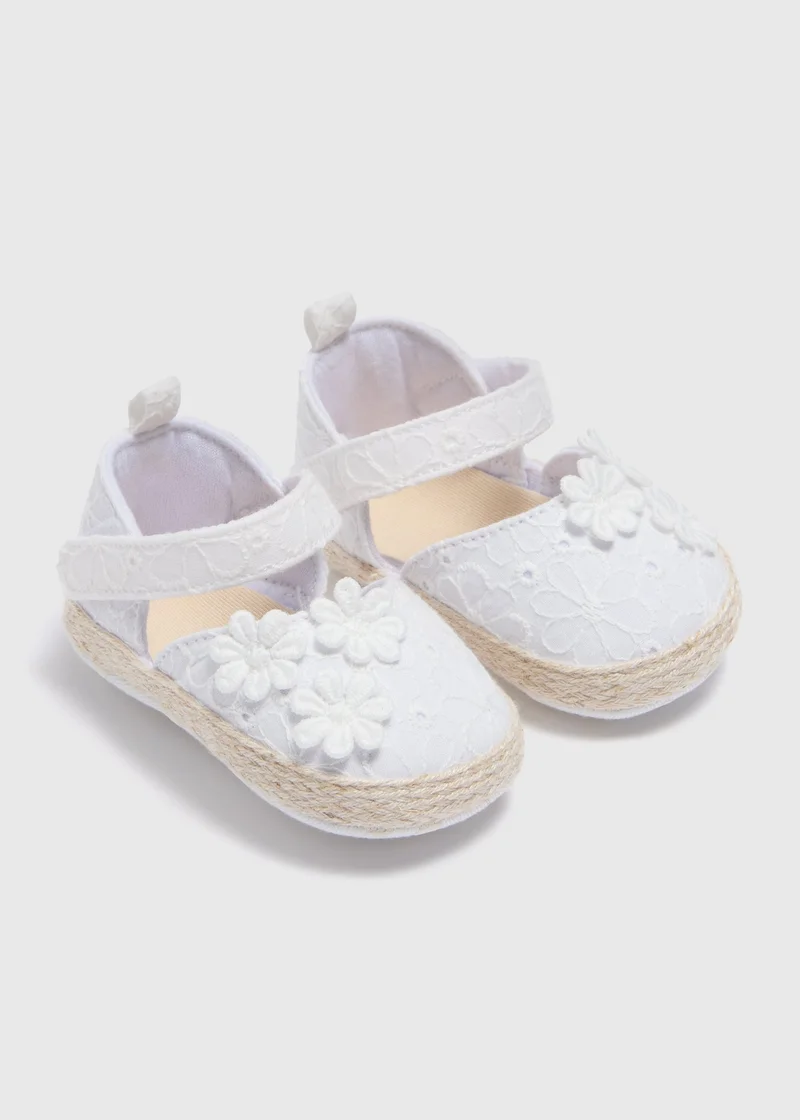 Matalan Baby White Broderie Mary Jane Shoes