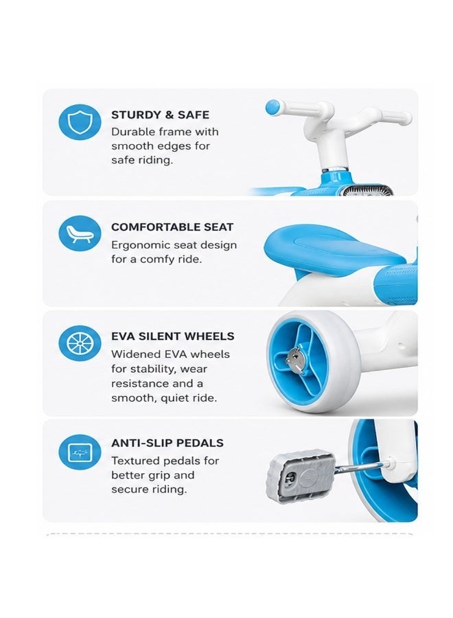 Lacoz Kids Cycle Tricycle Light and  Music with EVA Silent Wheels and Comfortable Seat for Boys & Girls Blue - Image 2