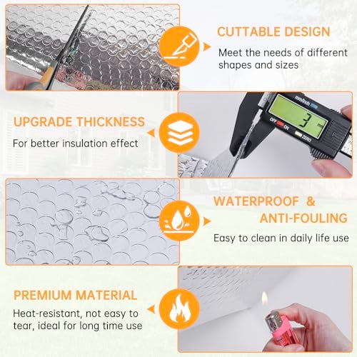 LSGCQ Reflective Foil Insulation, Double Reflective Bubble Insulation Sheet, Aluminum Foil Bubble Shield, Radiant Barrier Roll for RV Windows Weatherproofing (23.6''x 10Ft) - Image 2