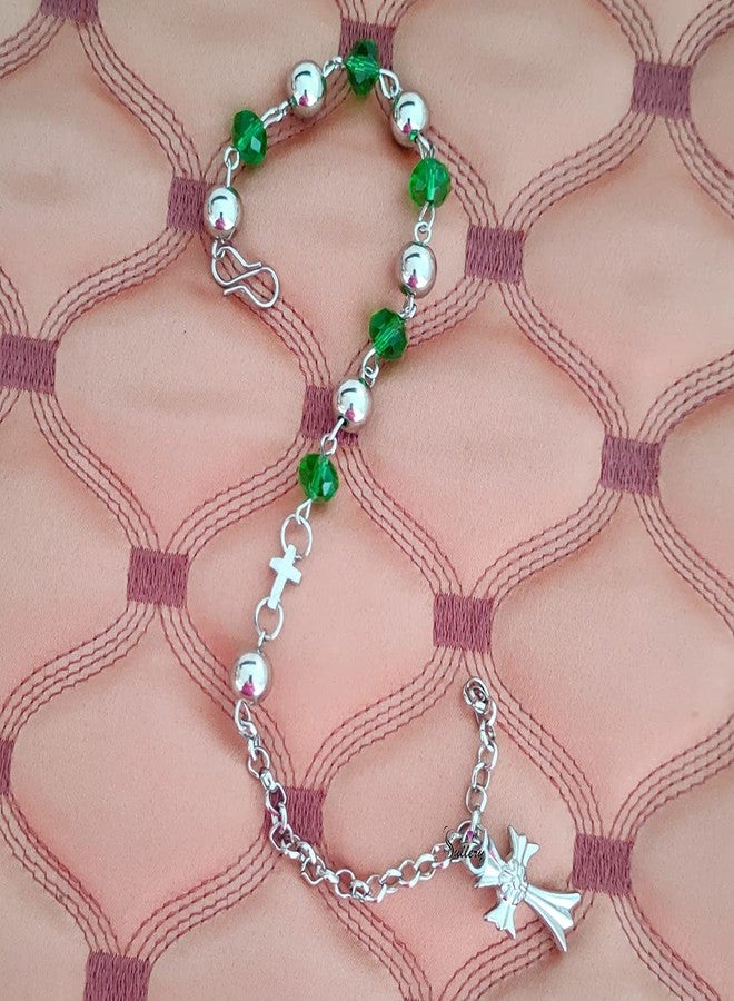 Sullery Religious Catholic Jewelry 6mm Bead Jesus Stainless Steel Rosary Bead Bracelet Holy Cross Christian Jewellery for Men and Women - Image 2