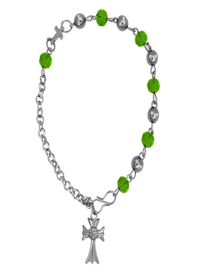 Sullery Religious Catholic Jewelry 6mm Bead Jesus Stainless Steel Rosary Bead Bracelet Holy Cross Christian Jewellery for Men and Women - Image 1