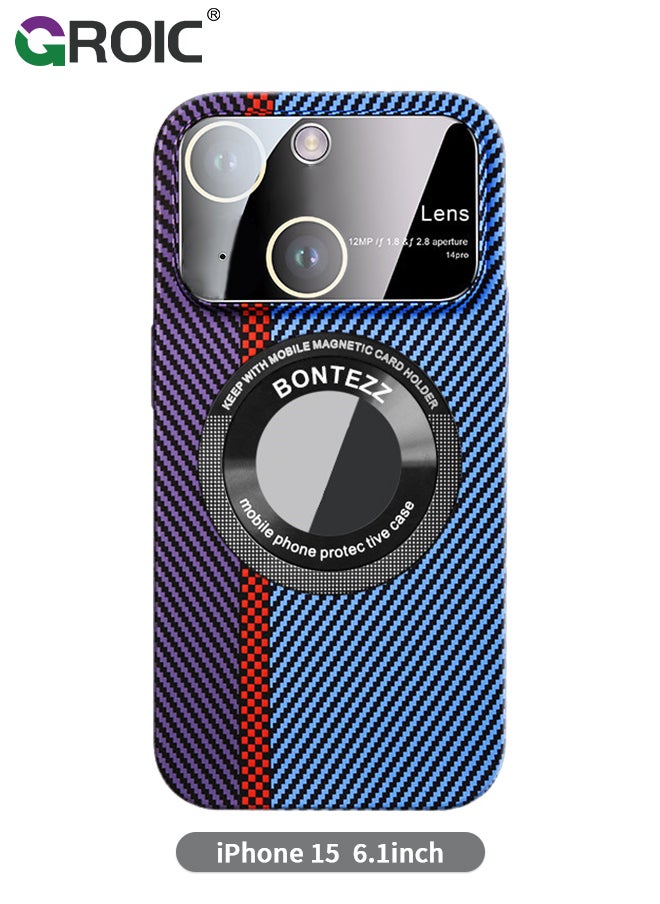 GROIC - Phone Case for iPhone 15,Compatible Magnetic MagSafe, with Camera Protector,Carbon Fibre Cover,Shockproof Soft PC Phone Shell for iPhone 15 6.1 Inch - Image 1