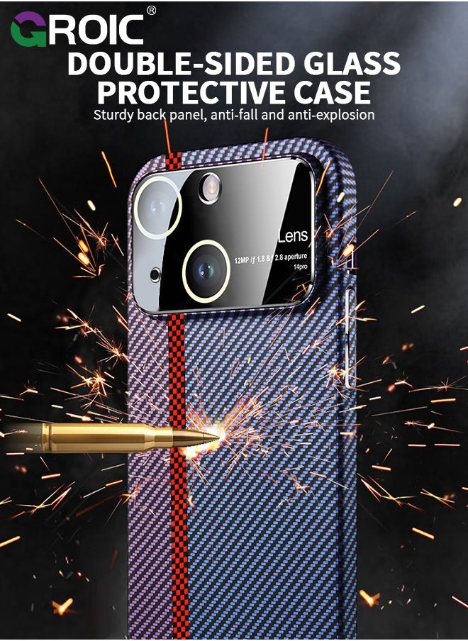 GROIC - Phone Case for iPhone 15,Compatible Magnetic MagSafe, with Camera Protector,Carbon Fibre Cover,Shockproof Soft PC Phone Shell for iPhone 15 6.1 Inch - Image 1