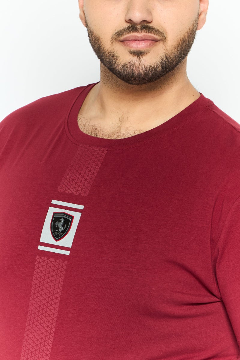 Scuderia Ferrari Men Sportswear Fit Short Sleeves Outdoor T-shirt, Maroon - Image 4
