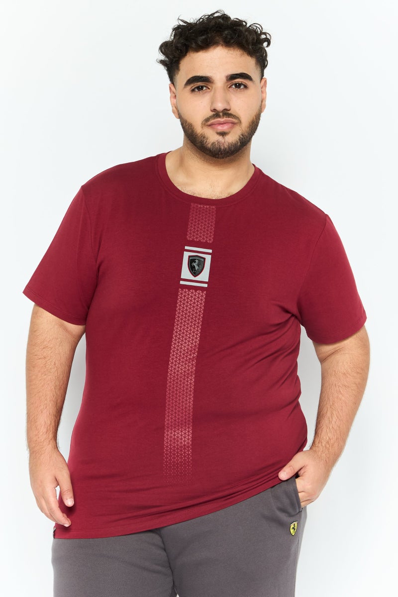 Scuderia Ferrari Men Sportswear Fit Short Sleeves Outdoor T-shirt, Maroon - Image 1