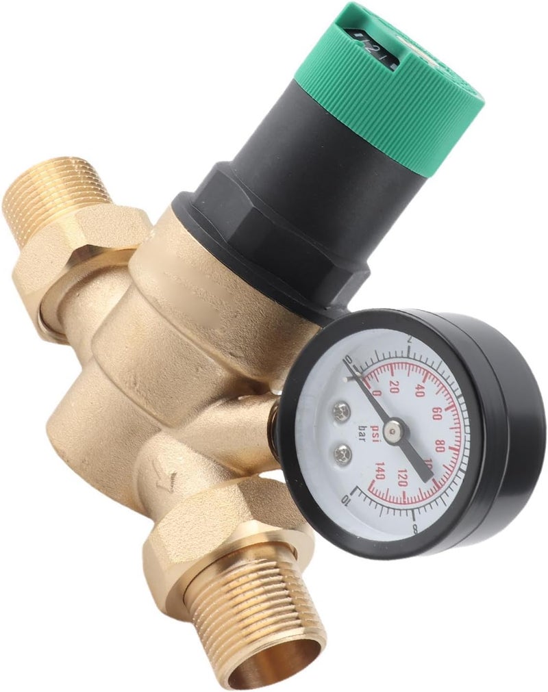 Brass Water Pressure Regulator, Adjustable RV Water Pressure Reducing Valve, Accurate Dial Regulator, Ideal for Residential Commercial Systems 1-6 Bar 20 Bar (3/4 inch (DN20)) - Image 1