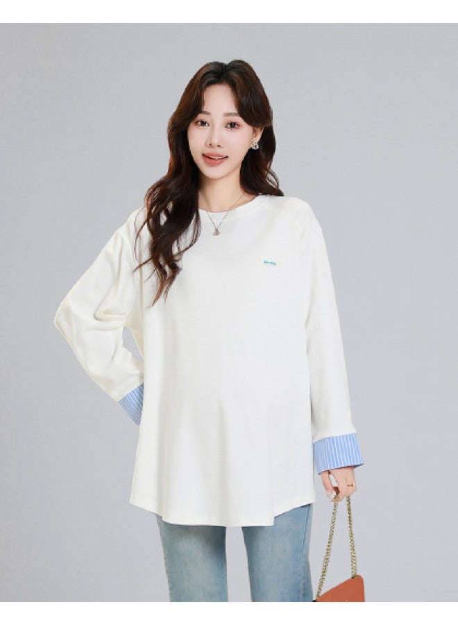Bornbay Maternity Wear 2025 Spring New Arrival Loose Fit Maternity Top Plus Size Long Sleeve T-shirt For Pregnant Women - Image 1