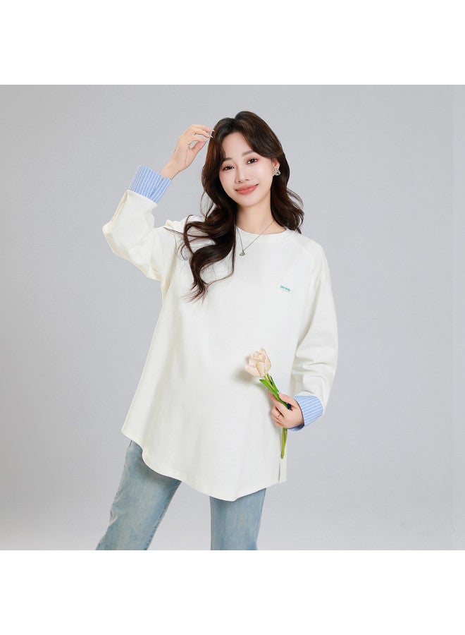 Bornbay Maternity Wear 2025 Spring New Arrival Loose Fit Maternity Top Plus Size Long Sleeve T-shirt For Pregnant Women - Image 3
