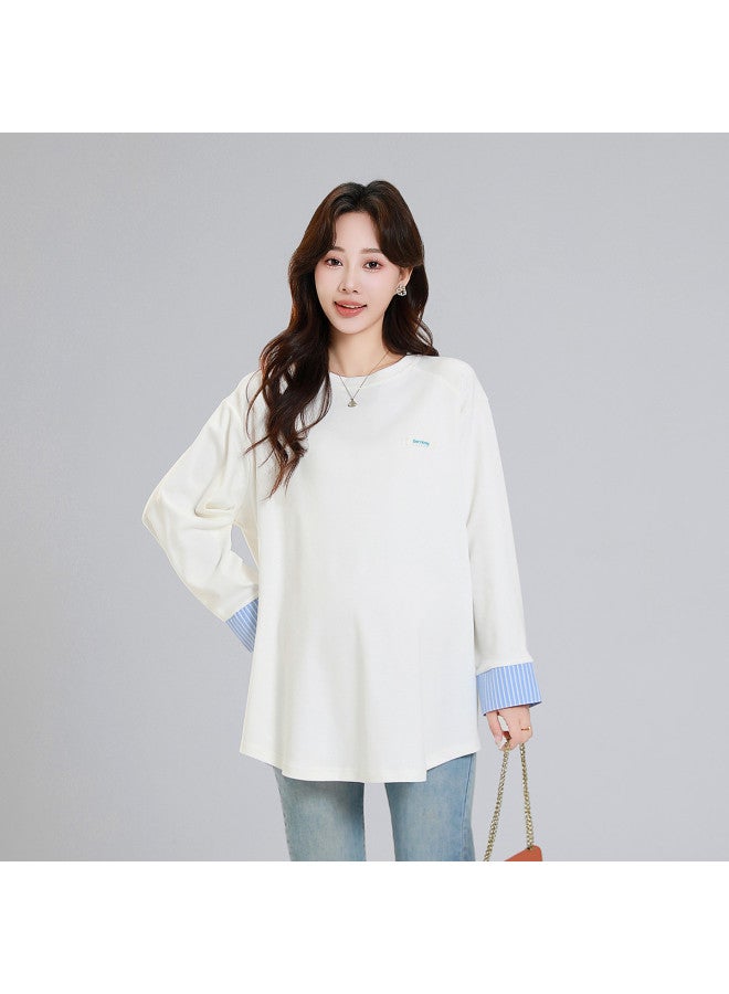 Bornbay Maternity Wear 2025 Spring New Arrival Loose Fit Maternity Top Plus Size Long Sleeve T-shirt For Pregnant Women - Image 2