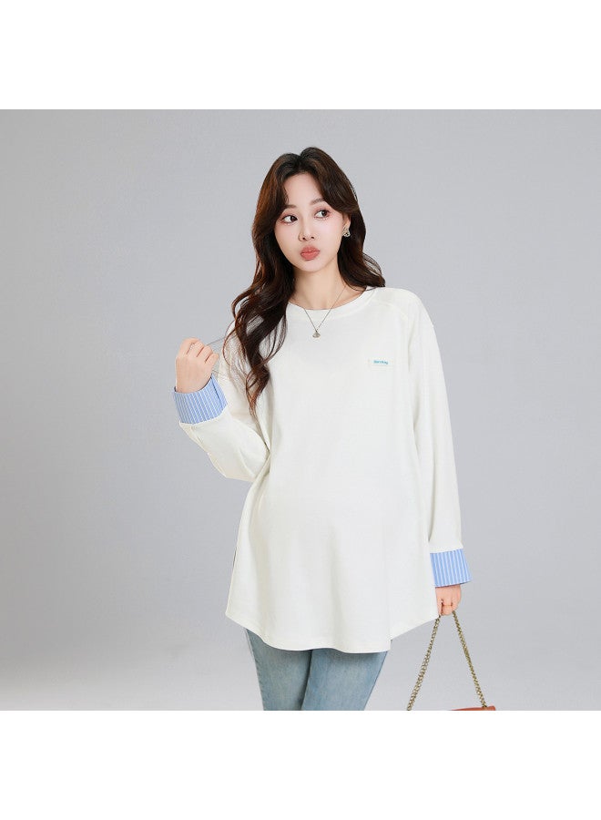 Bornbay Maternity Wear 2025 Spring New Arrival Loose Fit Maternity Top Plus Size Long Sleeve T-shirt For Pregnant Women - Image 5