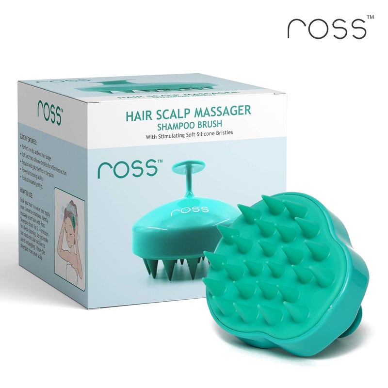 ROSS Hair Scalp Massager Shampoo Brush with Soft Silicone Bristles for Manual Head Massager, Green - Image 2
