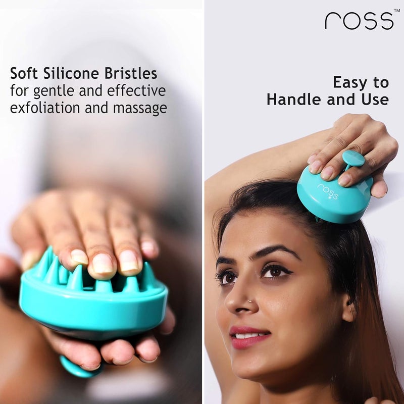 ROSS Hair Scalp Massager Shampoo Brush with Soft Silicone Bristles for Manual Head Massager, Green - Image 4