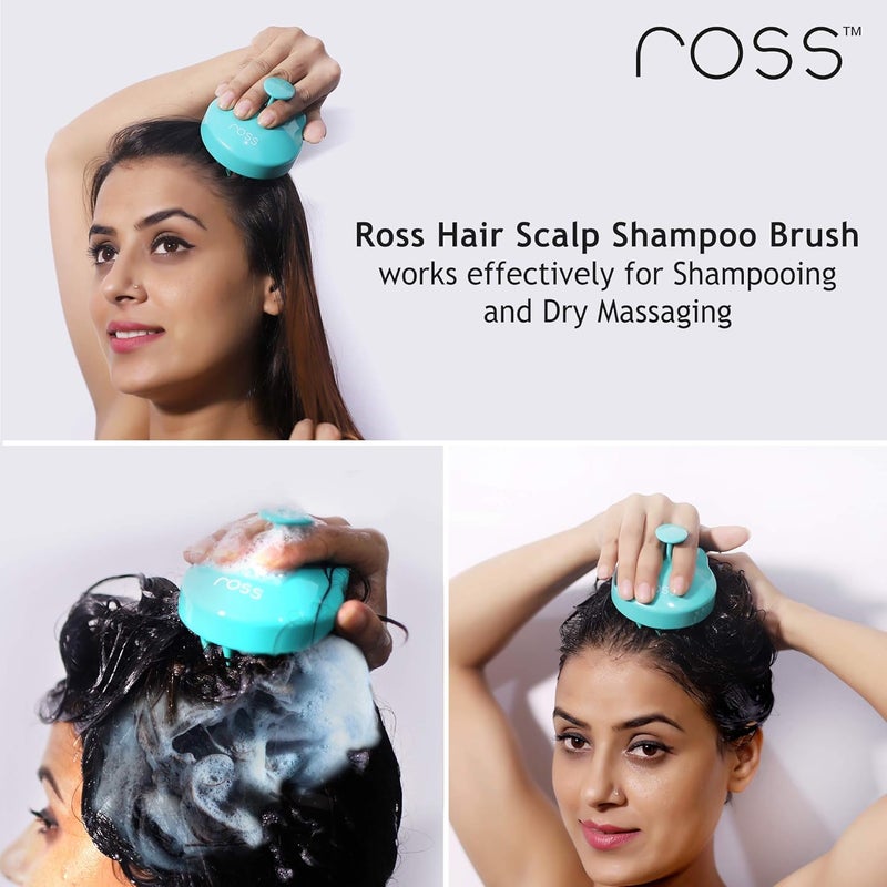 ROSS Hair Scalp Massager Shampoo Brush with Soft Silicone Bristles for Manual Head Massager, Green - Image 3