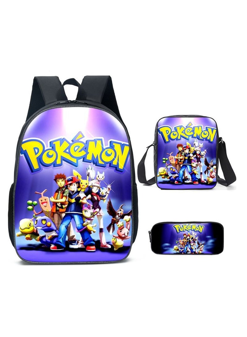 حقيبة ظهر للطلاب من بوكيمون مكونة من ثلاث قطع 40*30*15 سم