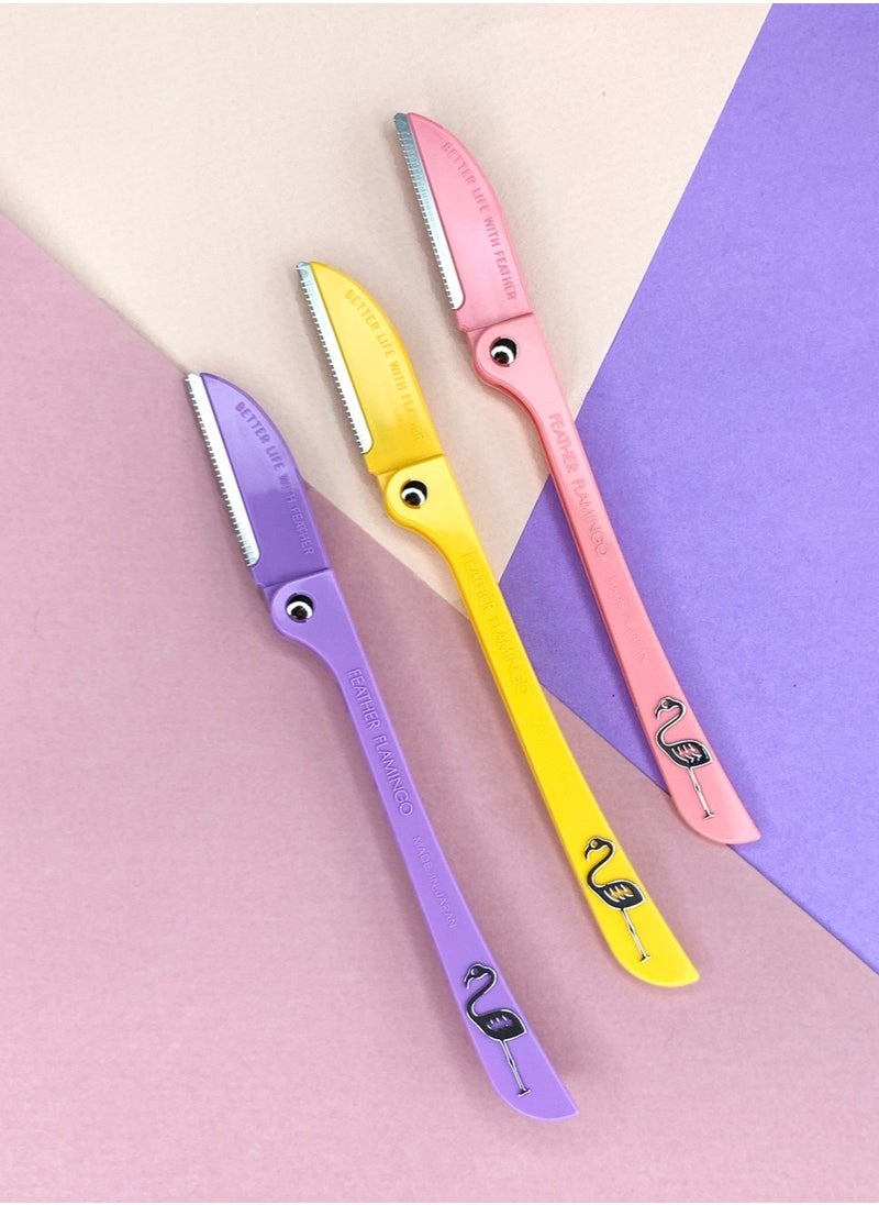 Feather-Flamingo - Pack of 6 Multicolor Facial Razor Blades - Image 1