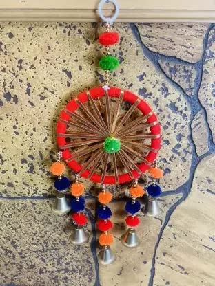 SHRIYAM CRAFTS Main Door Wall Hanging Handmade Round Latkan Rajasthani Traditional Decorative Main Door Latkan Toran Wall Pack of 4 - Image 3