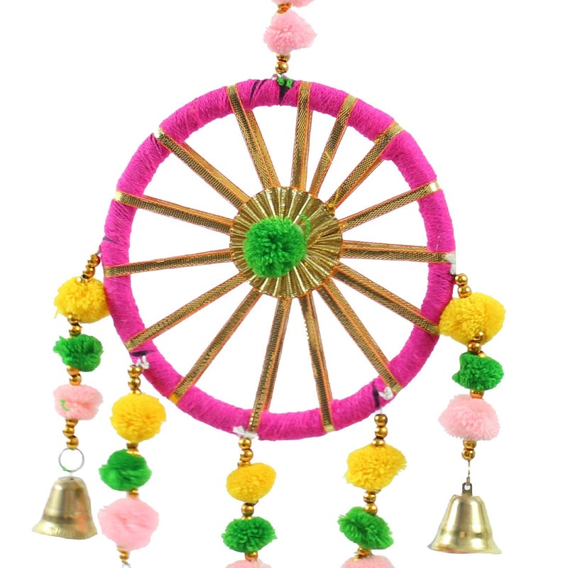 SHRIYAM CRAFTS Main Door Wall Hanging Handmade Round Latkan Rajasthani Traditional Decorative Main Door Latkan Toran Wall Pack of 4 - Image 2