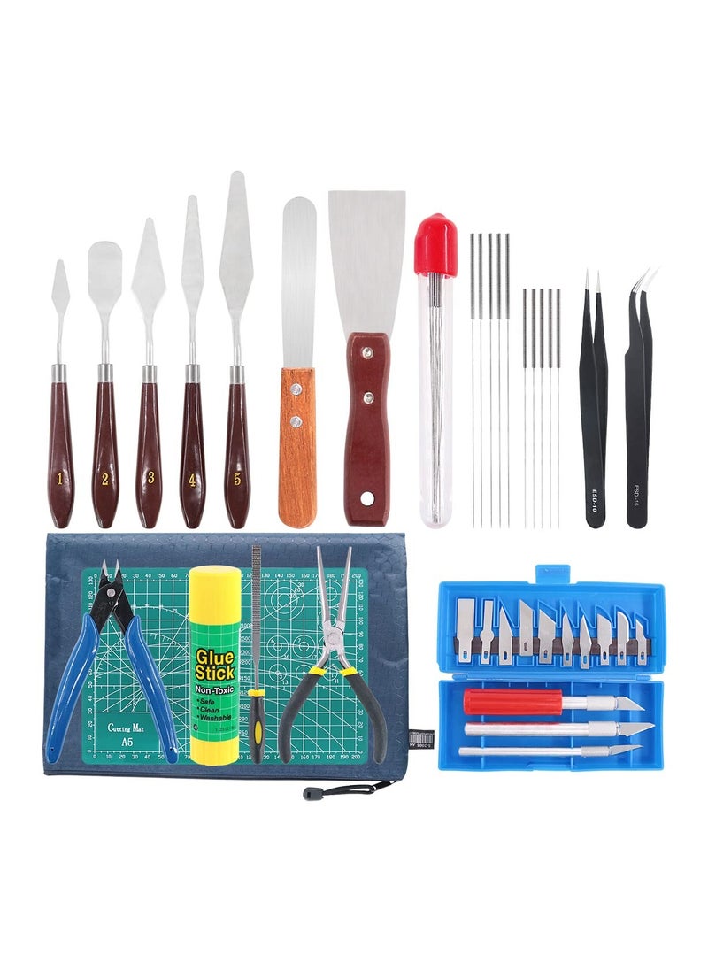 SYOSI 40 Piece 3D Printer Accessories Tool Kit, Spatulas, Tweezers, File, Needles, Cutting Mat and More 3D Printing Tools for Removal, Clean-up, Finish 3D Printers  - Image 1