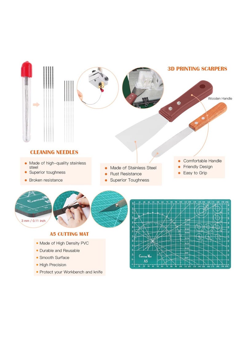 SYOSI 40 Piece 3D Printer Accessories Tool Kit, Spatulas, Tweezers, File, Needles, Cutting Mat and More 3D Printing Tools for Removal, Clean-up, Finish 3D Printers  - Image 5
