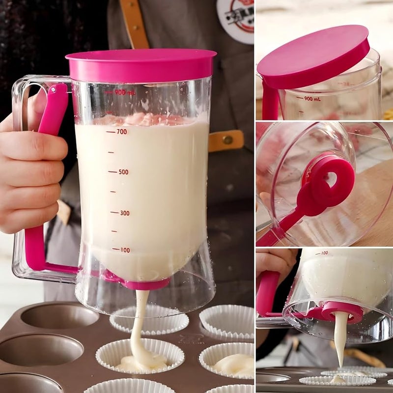 VINEVO Pancake Batter Dispenser with Squeeze Handle - 4-Cup Measuring Dispenser for Pancakes, Waffles, Muffins, and Crepes - BPA-Free Pourer with Easy Clean Design - Professional Baking Tools, Black - Image 5