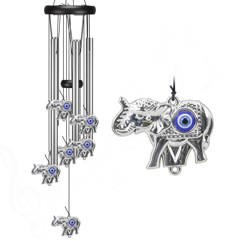 Virekm Wind Chimes Outdoor  Elephant Gifts For Women  Outdoor/Indoor Decorations For Patio  Porch  Garden Decor  And Backyard (Evil Eye Elephant) - Image 1