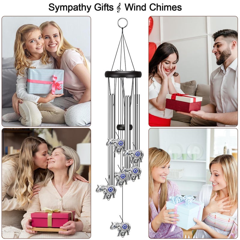 Virekm Wind Chimes Outdoor  Elephant Gifts For Women  Outdoor/Indoor Decorations For Patio  Porch  Garden Decor  And Backyard (Evil Eye Elephant) - Image 3